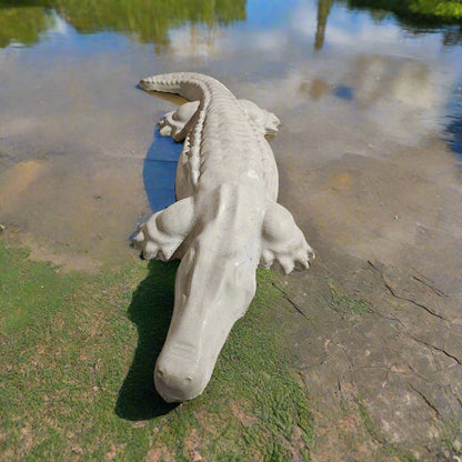 Crocodile Garden Stone (19" x 7") - Stone Grove Statuary