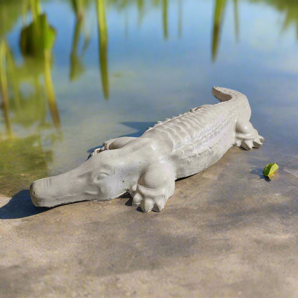 Crocodile Garden Stone (19" x 7") - Stone Grove Statuary