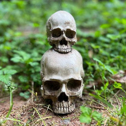 Double Skull Statue (7" x 4.5") - Stone Grove Statuary