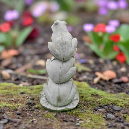 Frogs on Lilypad Statue (12" x 6") - Stone Grove Statuary