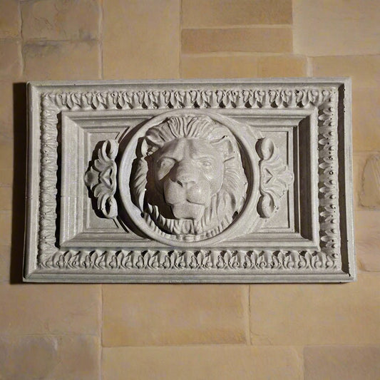 Lion Horizontal Wall Plaque (14" x 8") - Stone Grove Statuary